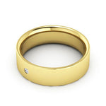 18K Yellow Gold 6mm flat comfort fit diamond wedding band - DELLAFORA