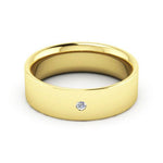 18K Yellow Gold 6mm flat comfort fit diamond wedding band - DELLAFORA