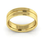 18K Yellow Gold 6mm grooved design comfort fit wedding band - DELLAFORA