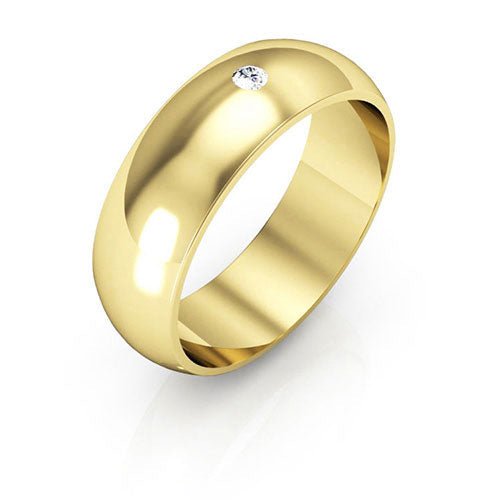 18K Yellow Gold 6mm half round diamond wedding band - DELLAFORA
