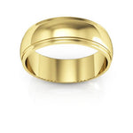 18K Yellow Gold 6mm half round edge design wedding band - DELLAFORA
