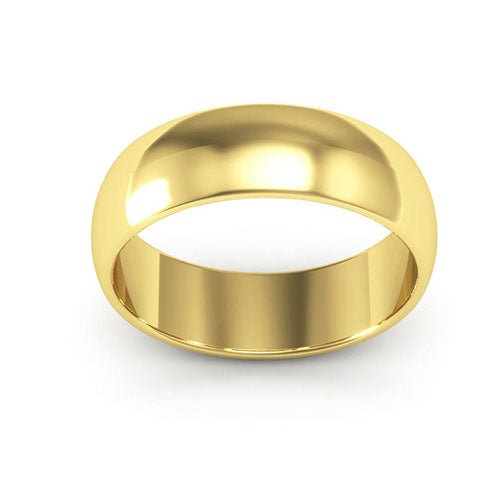 18K Yellow Gold 6mm half round wedding band - DELLAFORA