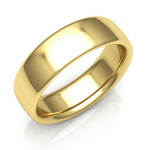 18K Yellow Gold 6mm low dome comfort fit wedding band - DELLAFORA