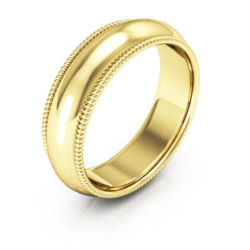 18K Yellow Gold 6mm milgrain comfort fit wedding band - DELLAFORA
