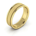 18K Yellow Gold 6mm raised edge design brushed center comfort fit wedding band - DELLAFORA