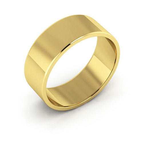 18K Yellow Gold 7mm flat wedding band - DELLAFORA