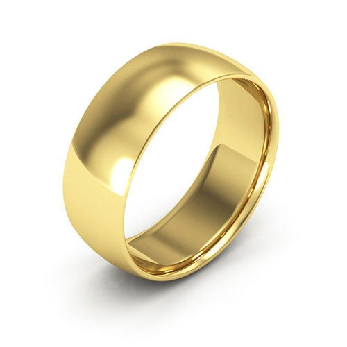 18K Yellow Gold 7mm half round comfort fit wedding band - DELLAFORA