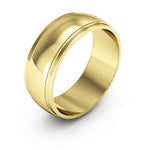 18K Yellow Gold 7mm half round edge design wedding band - DELLAFORA