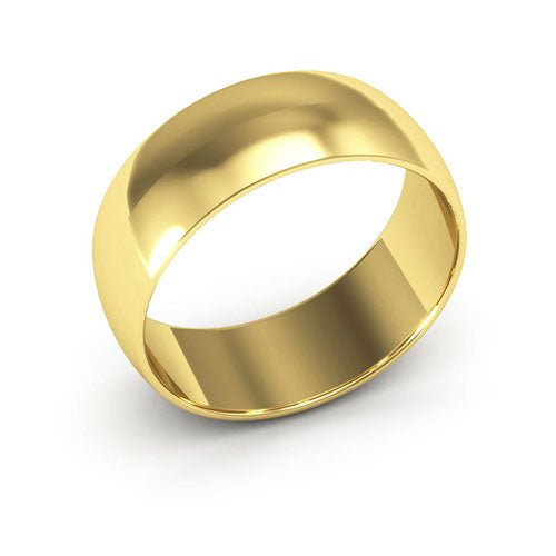 18K Yellow Gold 7mm half round wedding band - DELLAFORA
