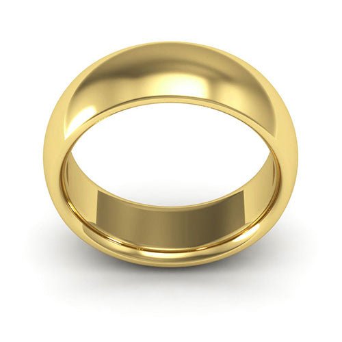 18K Yellow Gold 7mm heavy weight half round comfort fit wedding band - DELLAFORA