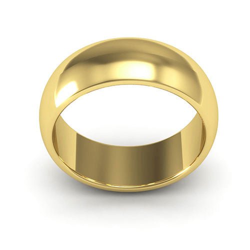 18K Yellow Gold 7mm heavy weight half round wedding band - DELLAFORA