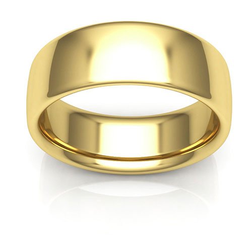 18K Yellow Gold 7mm low dome comfort fit wedding band - DELLAFORA
