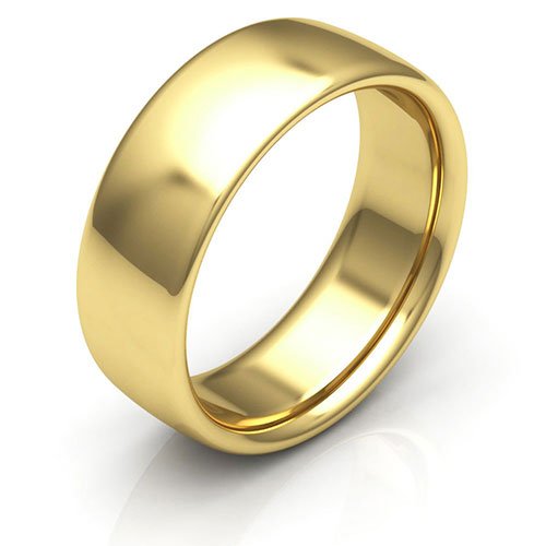 18K Yellow Gold 7mm low dome comfort fit wedding band - DELLAFORA