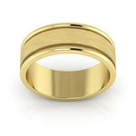 18K Yellow Gold 7mm raised edge design brushed center wedding band - DELLAFORA