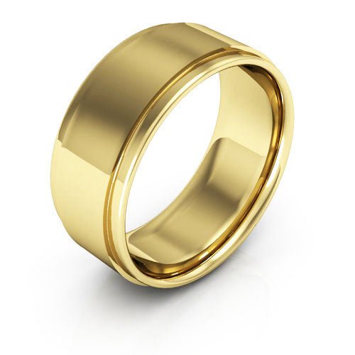 18K Yellow Gold 8mm flat edge design comfort fit wedding band - DELLAFORA