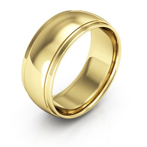 18K Yellow Gold 8mm half round edge design comfort fit wedding band - DELLAFORA