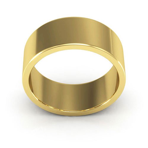 18K Yellow Gold 8mm heavy weight flat wedding band - DELLAFORA