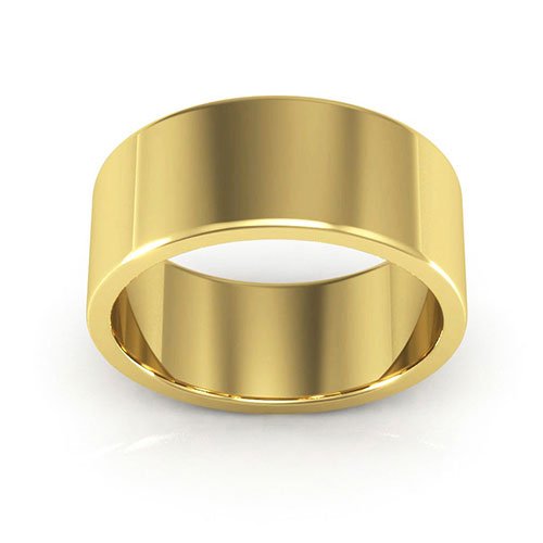 18K Yellow Gold 8mm heavy weight flat wedding band - DELLAFORA