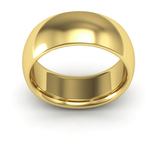 18K Yellow Gold 8mm heavy weight half round comfort fit wedding band - DELLAFORA