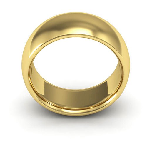 18K Yellow Gold 8mm heavy weight half round comfort fit wedding band - DELLAFORA