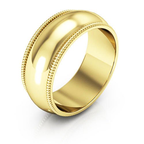 18K Yellow Gold 8mm milgrain wedding band - DELLAFORA