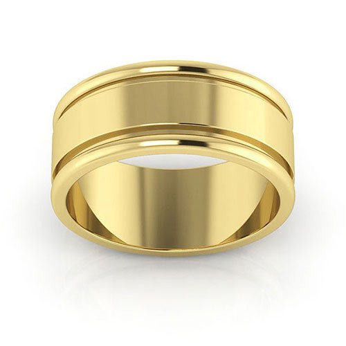18K Yellow Gold 8mm raised edge design wedding band - DELLAFORA