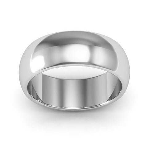 10K White Gold 7mm heavy weight half round  wedding bands