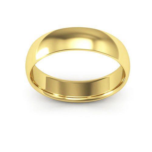 18K Yellow Gold 5mm half round comfort fit wedding bands