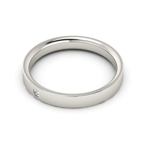 Platinum 3mm flat comfort fit diamond wedding band - DELLAFORA