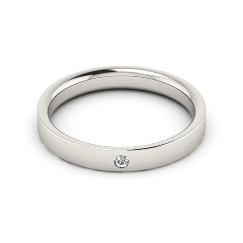 Platinum 3mm flat comfort fit diamond wedding band - DELLAFORA