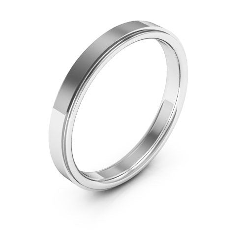 Platinum 3mm flat edge design comfort fit wedding band - DELLAFORA
