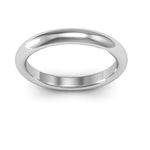 Platinum 3mm heavy weight half round comfort fit wedding band - DELLAFORA