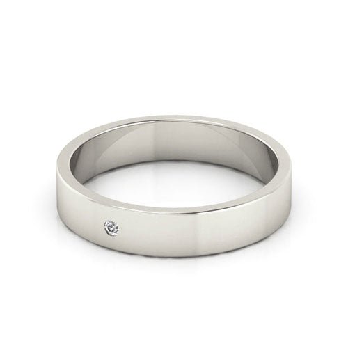 Platinum 4mm flat diamond wedding band - DELLAFORA