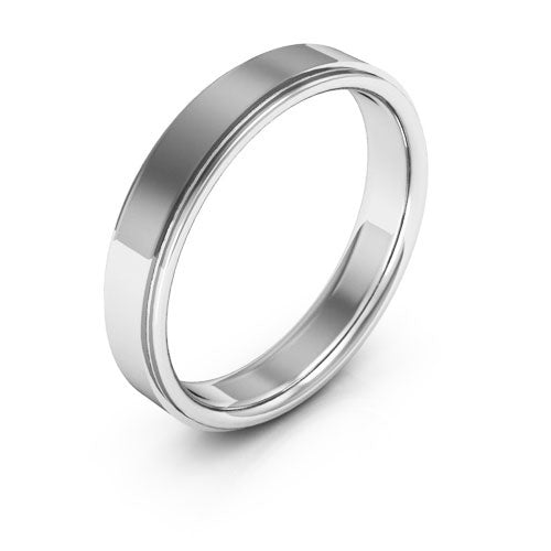 Platinum 4mm flat edge design comfort fit wedding band - DELLAFORA