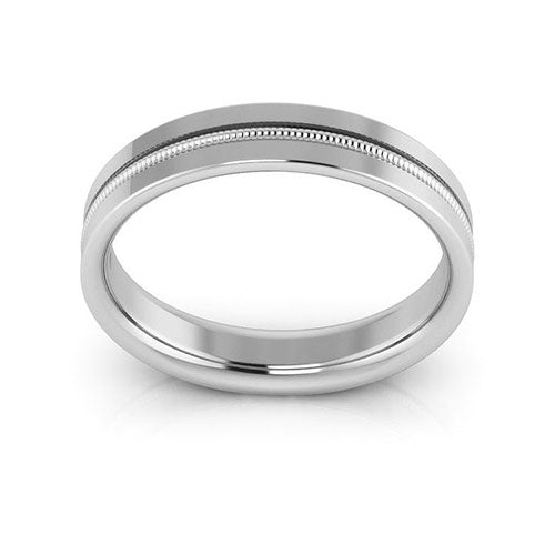 Platinum 4mm milgrain grooved design comfort fit wedding band - DELLAFORA