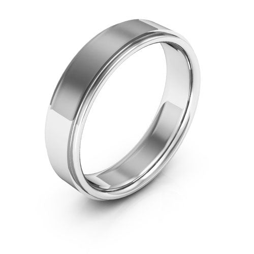 Platinum 5mm flat edge design comfort fit wedding band - DELLAFORA