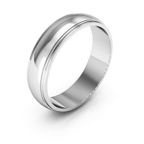 Platinum 5mm half round edge design wedding band - DELLAFORA