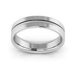 Platinum 5mm milgrain grooved design comfort fit wedding band - DELLAFORA