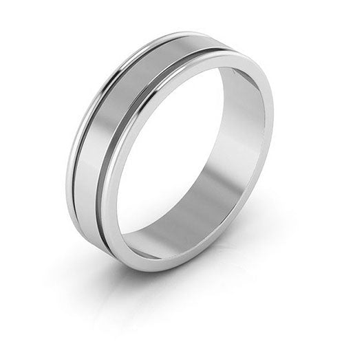 Platinum 5mm raised edge design wedding band - DELLAFORA