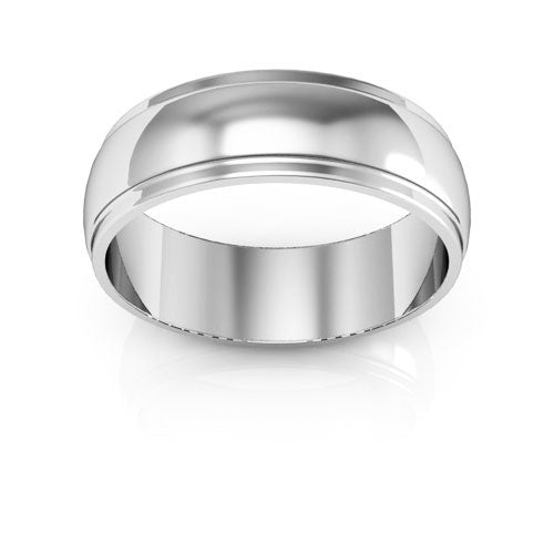 Platinum 6mm half round edge design wedding band - DELLAFORA