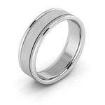 Platinum 6mm milgrain raised edge design brushed center comfort fit wedding band - DELLAFORA