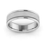 Platinum 6mm milgrain raised edge design brushed center comfort fit wedding band - DELLAFORA
