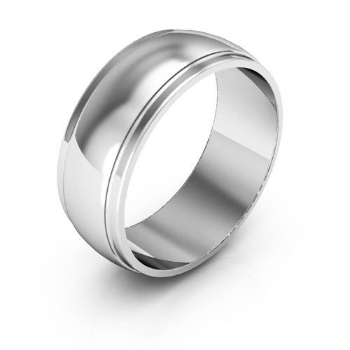 Platinum 7mm half round edge design wedding band - DELLAFORA