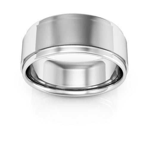 Platinum 8mm flat edge design comfort fit wedding band - DELLAFORA