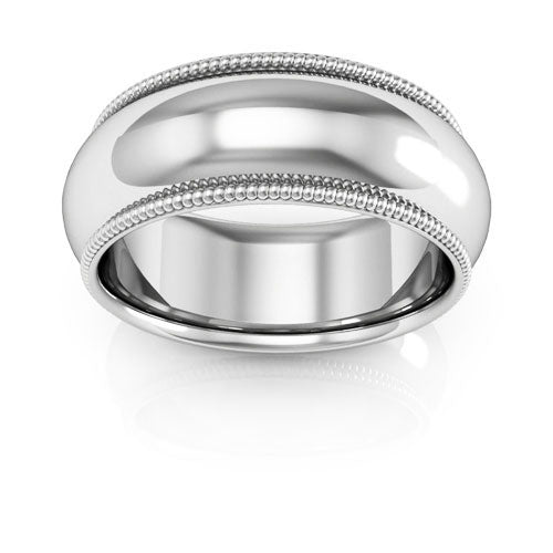 Platinum 8mm milgrain comfort fit wedding band - DELLAFORA