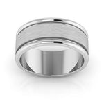 Platinum 8mm raised edge design brushed center wedding band - DELLAFORA