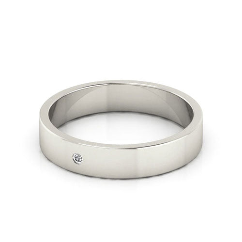 18K White Gold 4mm flat  diamond wedding bands