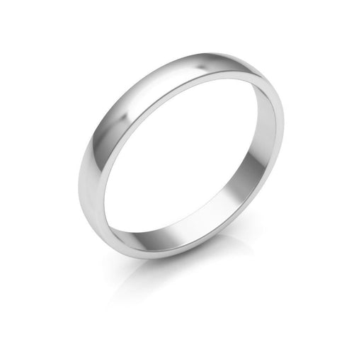 10K White Gold 3mm low dome  wedding bands
