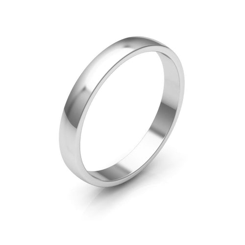 18K White Gold 3mm low dome  wedding bands
