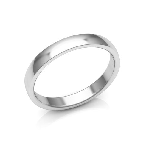 14K White Gold 3mm low dome comfort fit wedding bands